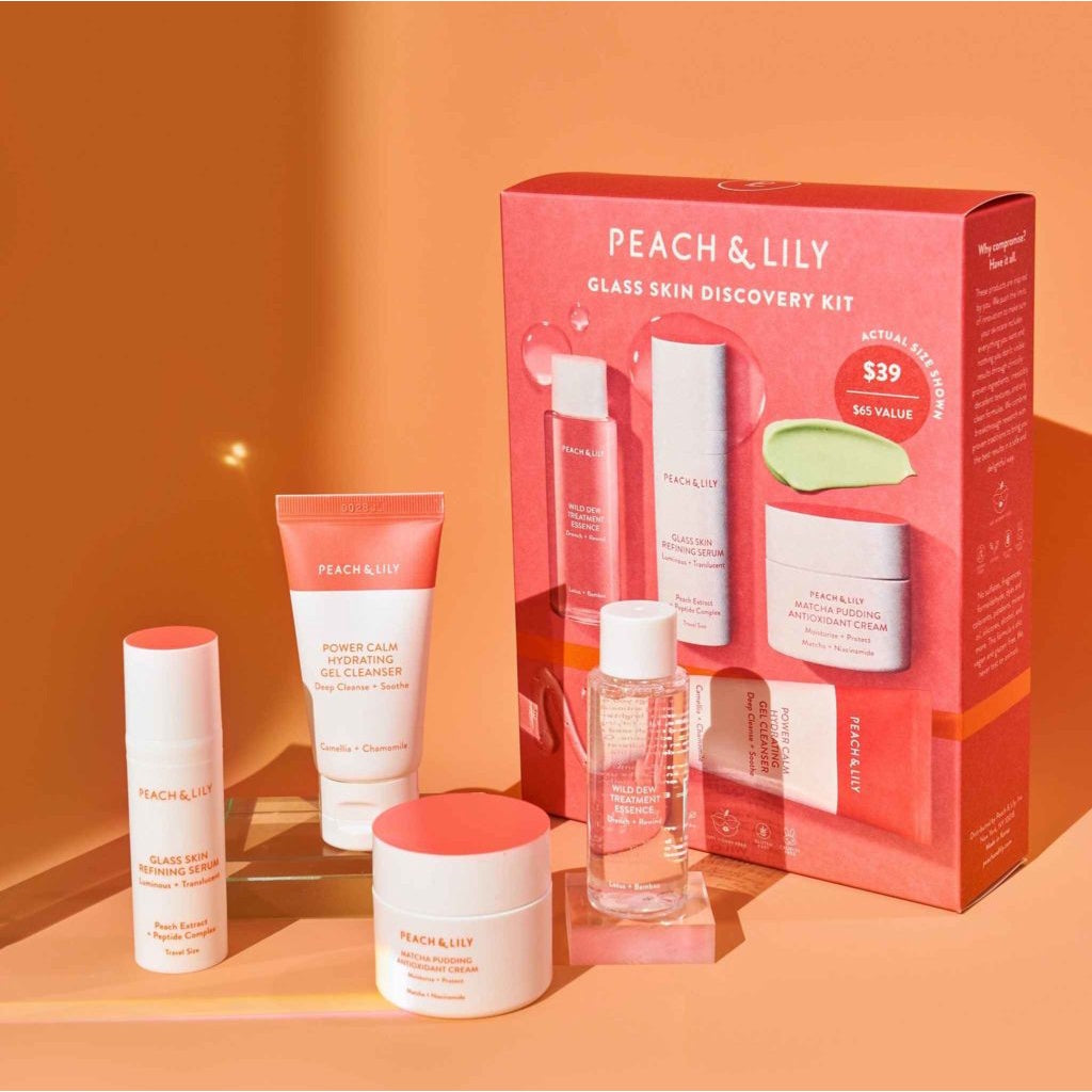 Peach & Lily Glass Skin Discovery Kit Set Gift Trial Travel Cleanser Essence Serum Moisturiser Cream Face Facial