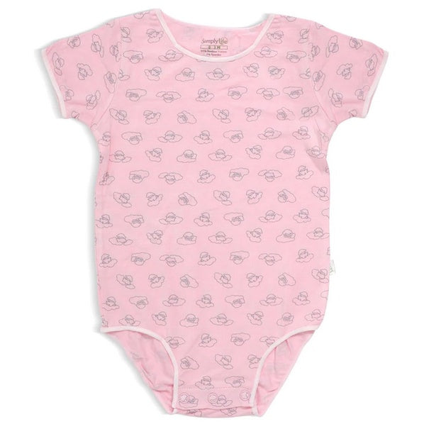 Simply Life Bamboo Short Sleeve Romper Onesie Jumper Bodysuit Pink Baby Girl Newborn Infant Gift White Sensitive