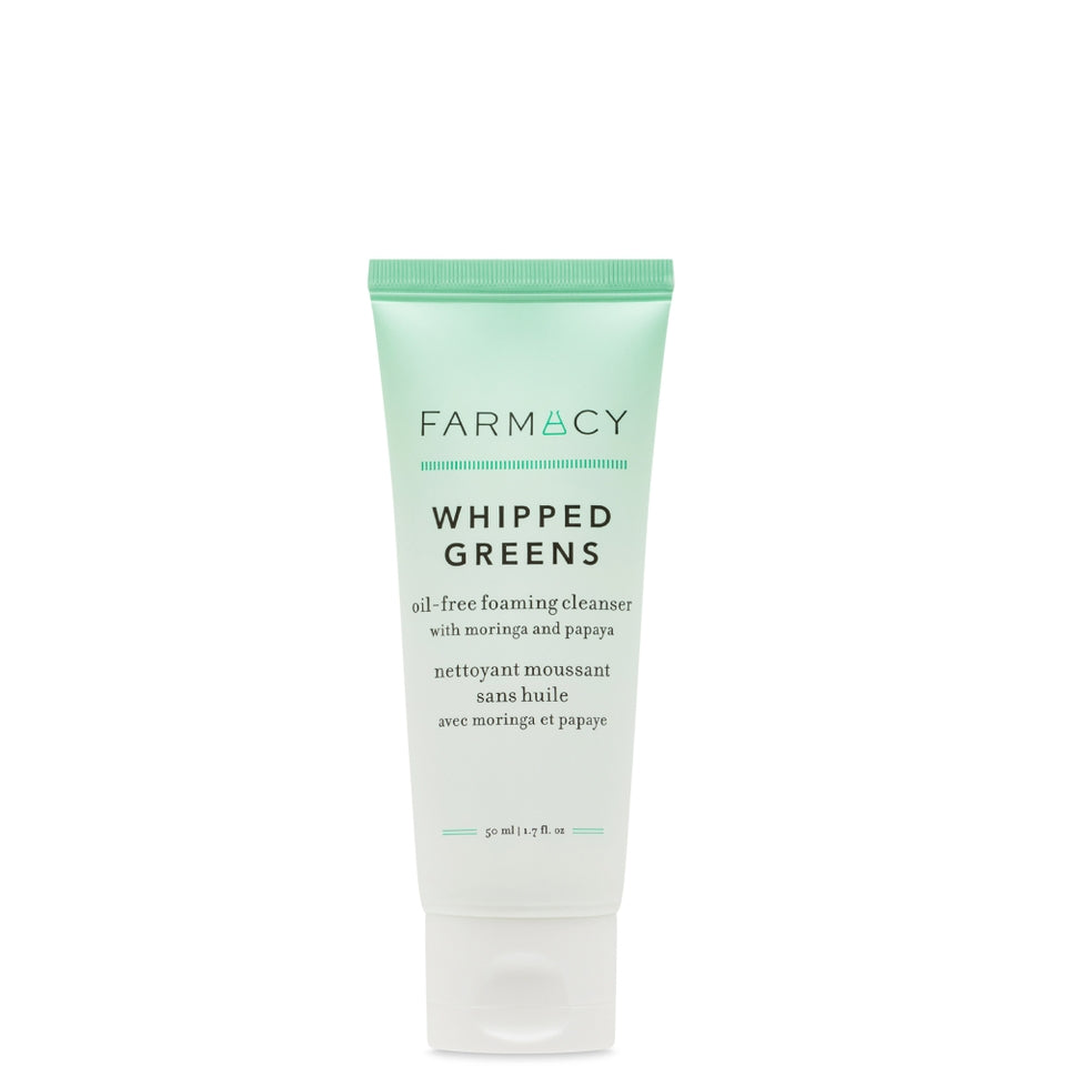 Farmacy Whipped Greens Oil-Free Foaming Cleanser Moringa Papaya Enzymes Clay Acid Dry Exfoliating Travel Remover Gentle