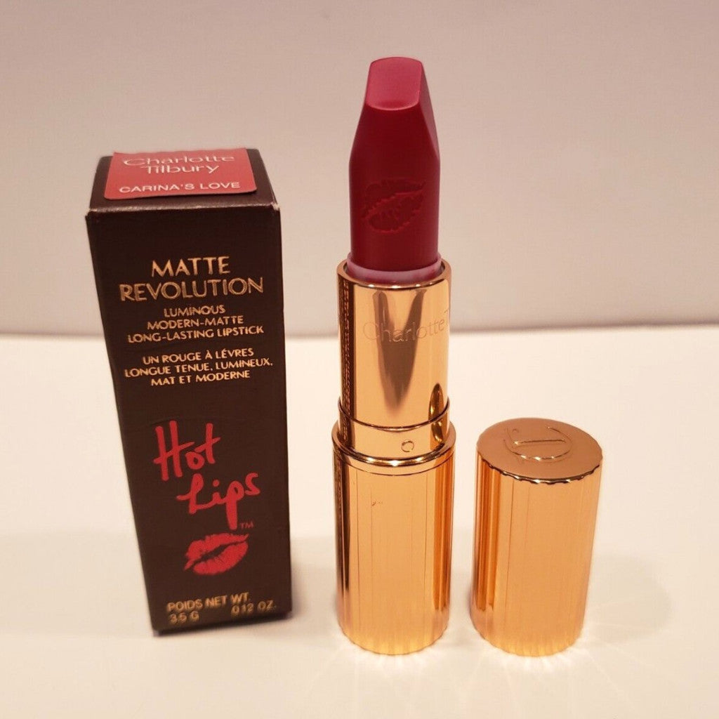Charlotte Tilbury Matte Revolution Carina Love Lipstick Red Cream Bright Berry Vitamin C E Glow Pigment