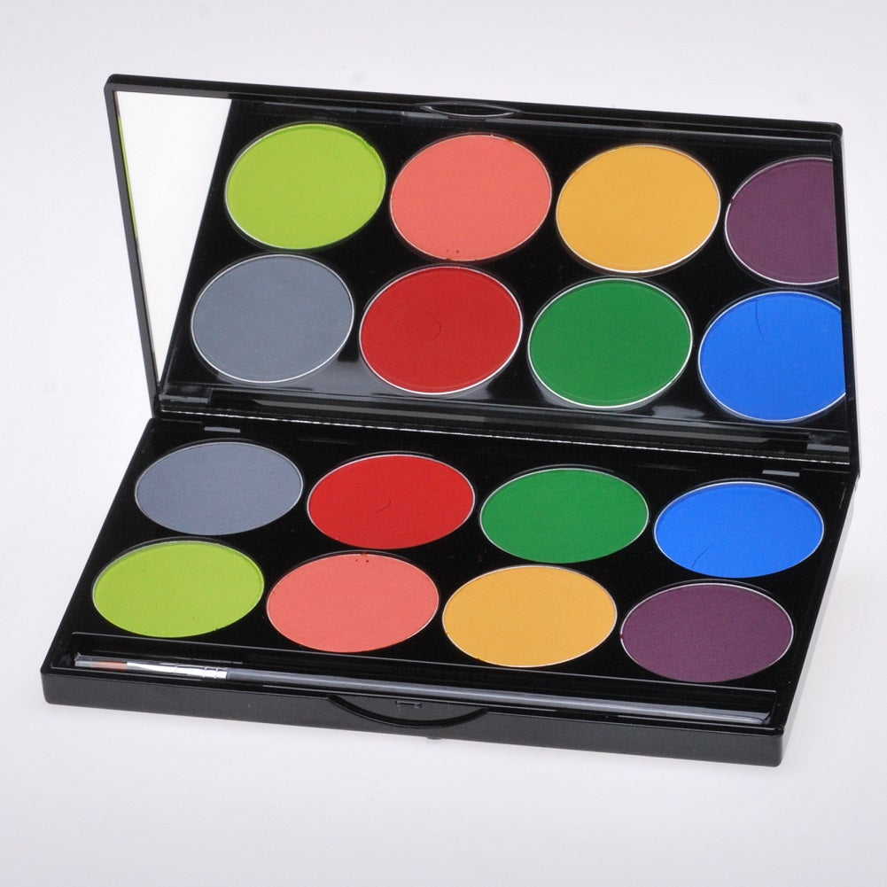 Mehron Paradise Makeup AQ FX 8 Color Palette Water Body Face Paint Kit Metallic Neon UV Glow Basic Pastel Tropical SFX