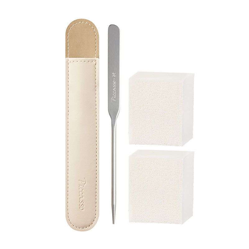 Piccasso x HamKyungSik Makeup Spatula Sponge 2P Set Professional Facial Makeup Tools Stainless Steel Spatula