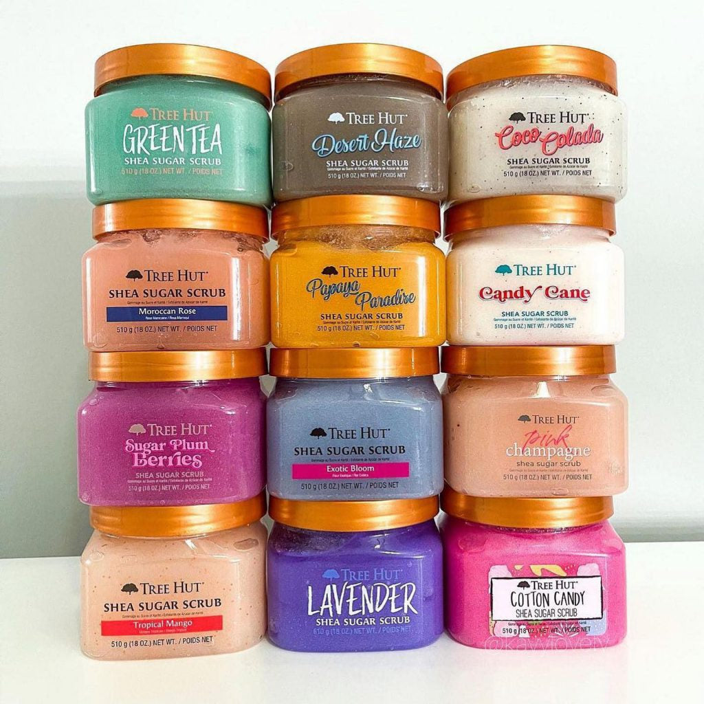 Tree Hut Shea Sugar Body Skin Scrub Butter Salicylic Hydration Exfoliating Glow Rose Watermelon Vitamin Coco Candy