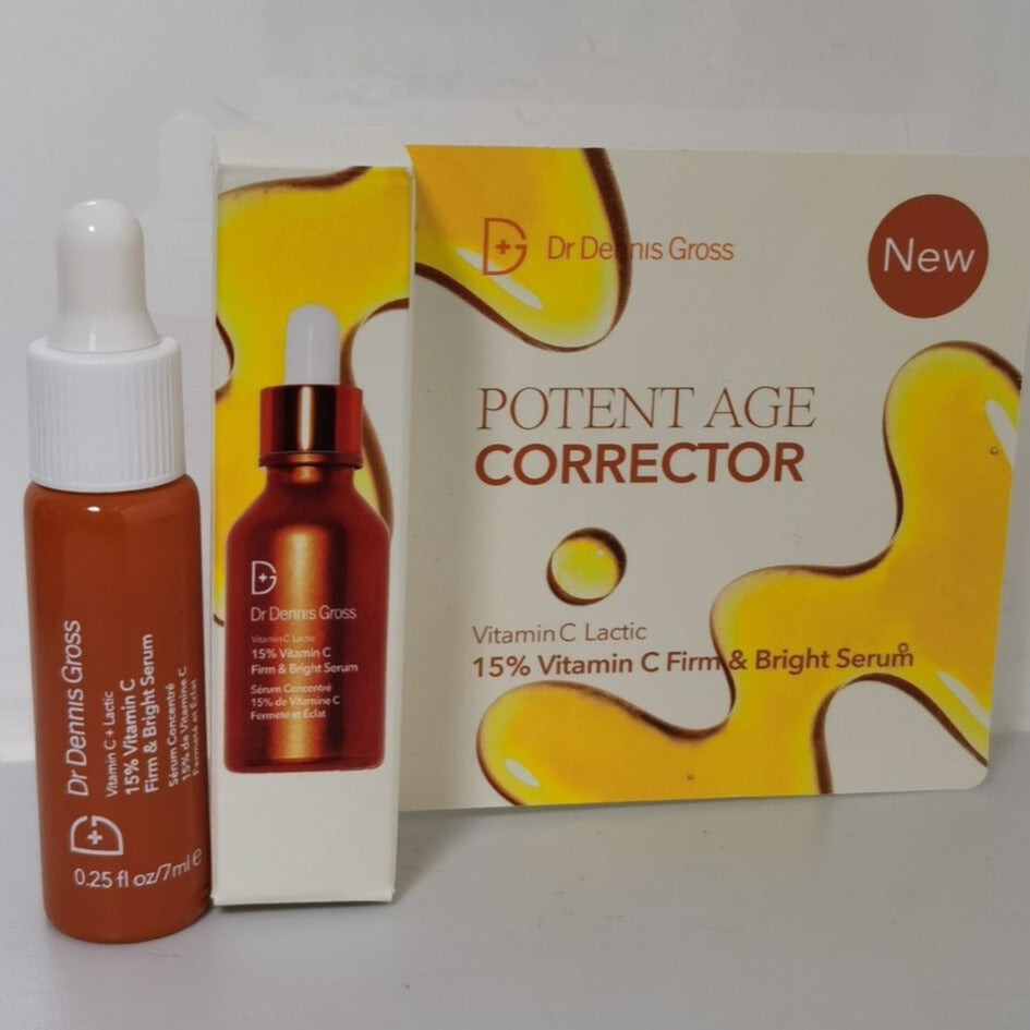 Dr Dennis Gross Potent Age Corrector 15% Vitamin C Firm Bright Serum Spots Lines Wrinkles Brightnening Travel Essence