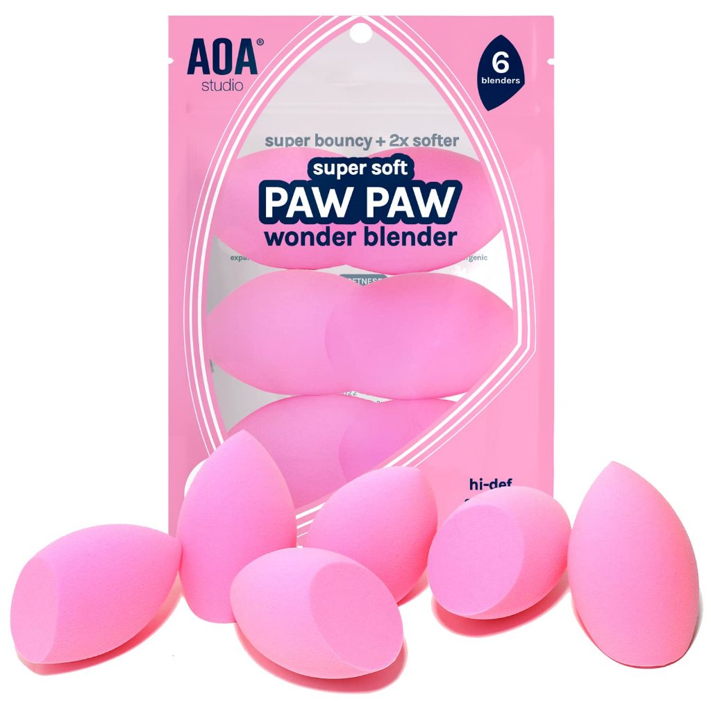 AOA Studio Paw Paw Super Soft Wonder Blender 6 Pack Liquid Cream Powder Washable Foundation Concealer Reusable Sponge