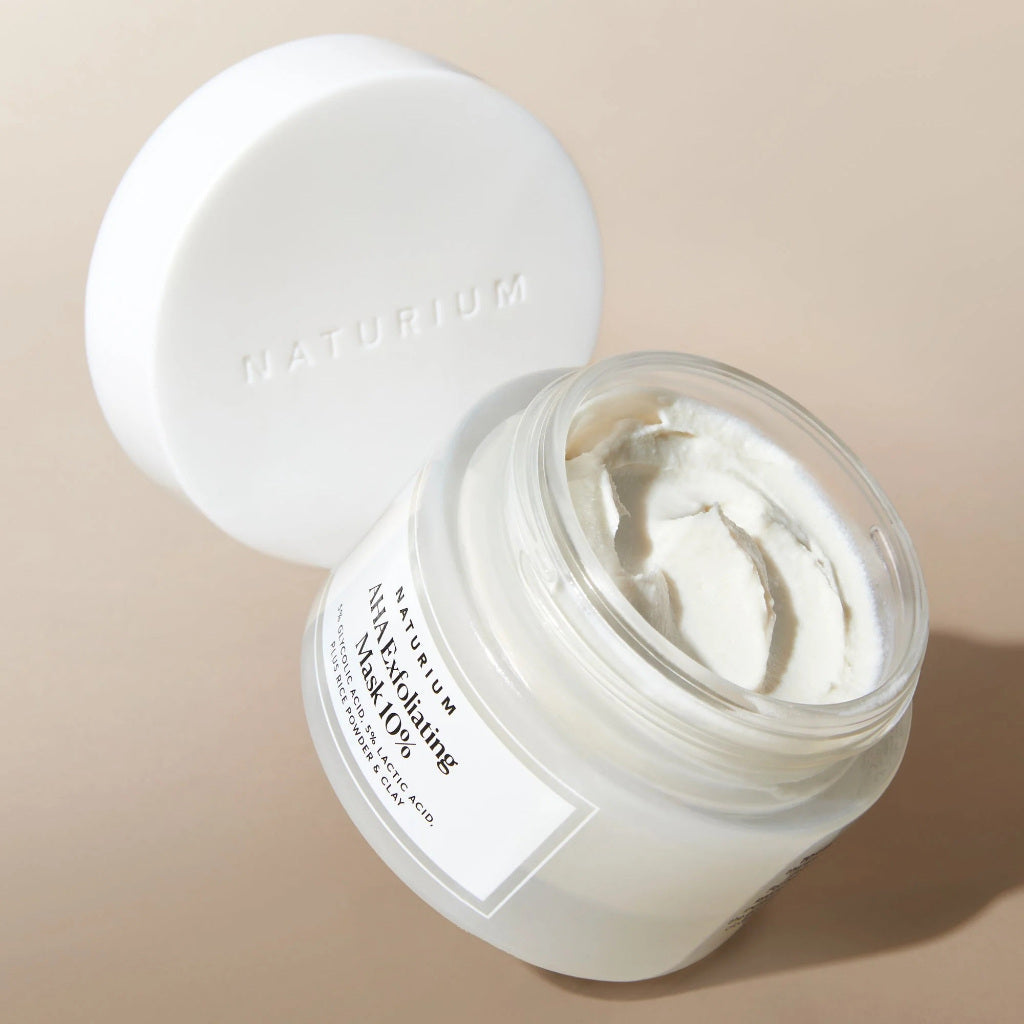 Naturium AHA Exfoliating Mask 10% Glycolic Lactic Brightening Rice Clay Acne Pores Smoothening Lightening Body Blemish