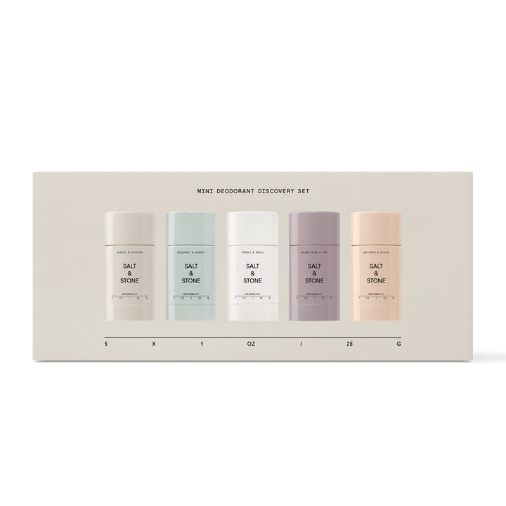 Salt & Stone Mini Deodorant Discovery Set Natural Travel Bergamot Santal Rose Neroli Trial Stick Gift Present Box