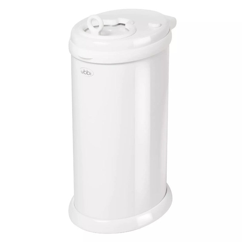 Ubbi Steel Diaper Pail Bin Blue Grey Gray Pink White Marble Trash Odour Locking Nappy