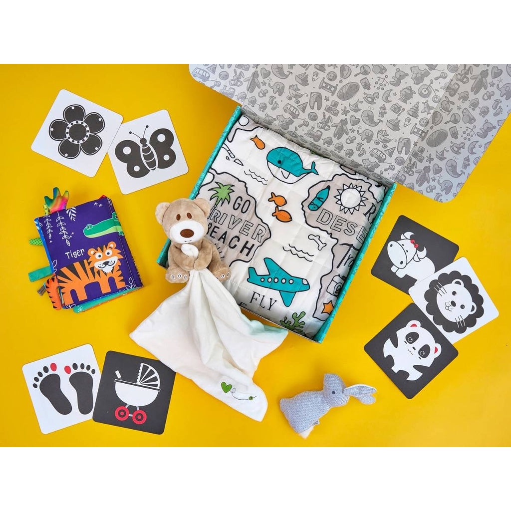 Kaiby Baby Box Navigator Bear Mat Cards Books Rattle Gift Toy Newborn Set Kit Educational Birthday Game