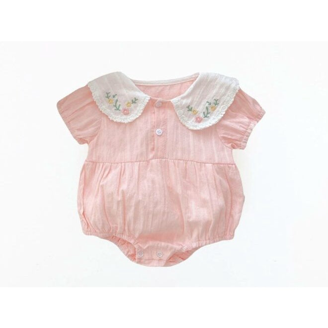 Little Daisy Princess Romper Peach Pink Baby Girl Dress Flower Floral