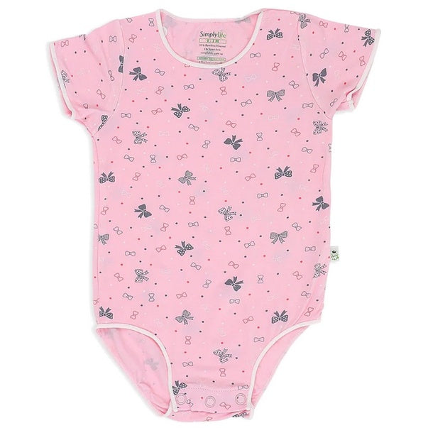 Simply Life Bamboo Short Sleeve Romper Onesie Jumper Bodysuit Pink Baby Girl Newborn Infant Gift White Sensitive