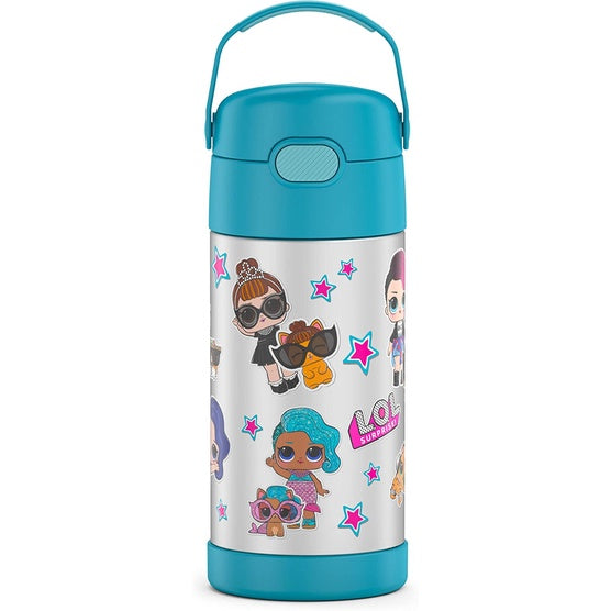 Thermos FUNtainer Vacuum Insulated Stainless Steel Water Bottle Straw Kids Toddlers Silicone