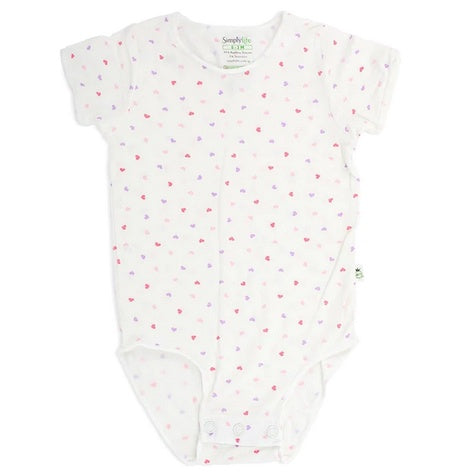 Simply Life Bamboo Short Sleeve Romper Onesie Jumper Bodysuit Pink Baby Girl Newborn Infant Gift White Sensitive
