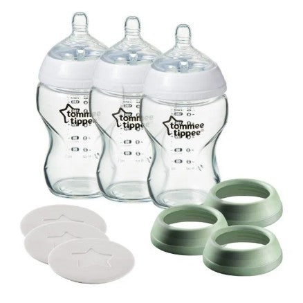 Tommee Tippee Closer to Nature Glass Baby Bottle Milk Storage Starter Set Kit Gift Teat Soother Brush 150ml 250ml 260ml