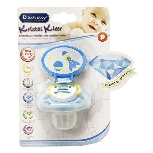 Lucky Baby Kristal Kleer Orthodontic Pacifier With Pacifier Holder Robot 0m+ Blue