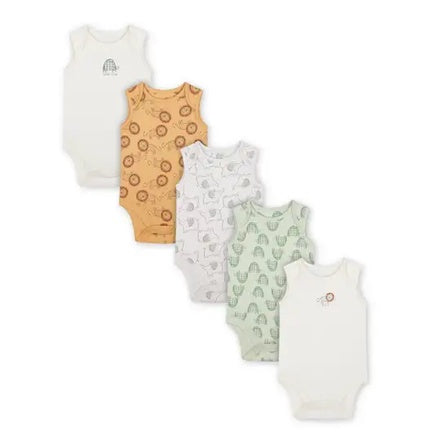 Mothercare Happy Animals Sleeveless Bodysuits Romper Baby Infant Pack Gift Set Onesie Lion Tortoise Turtle Rhino