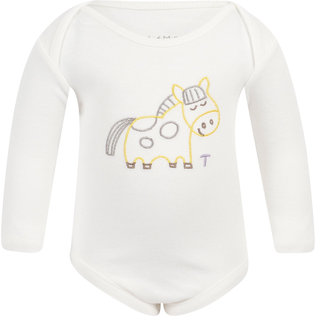 Stella McCartney Kids Baby Cotton Jersey Bodysuits Set Gift Box Romper Onesie White Pack Horses Animals Long Sleeves