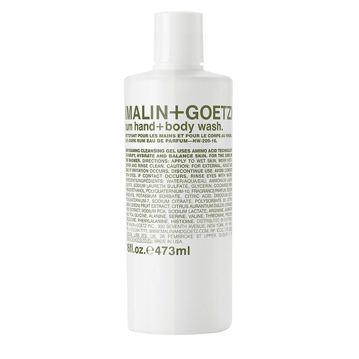 MALIN+GOETZ Malin Goetz Rum Hand Body Wash Gel Shower Lotion Cream Moisturiser Glycerin Amino Sensitive
