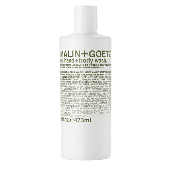 MALIN+GOETZ Malin Goetz Rum Hand Body Wash Gel Shower Lotion Cream Moisturiser Glycerin Amino Sensitive