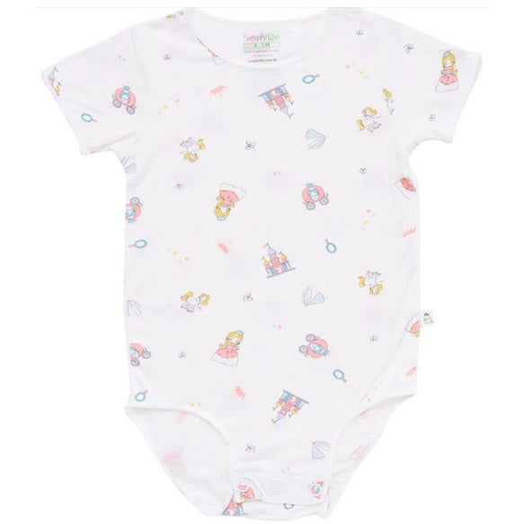 Simply Life Bamboo Short Sleeve Romper Onesie Jumper Bodysuit Pink Baby Girl Newborn Infant Gift White Sensitive