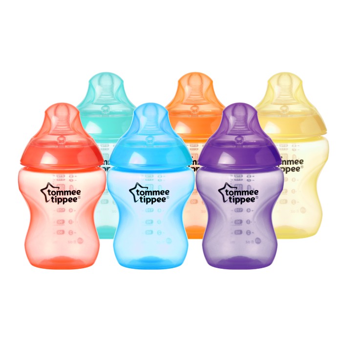 Tommee Tippee Closer to Nature Natural Start Colour Baby Bottle BPA Pack Milk Clear Bottles Set Gift