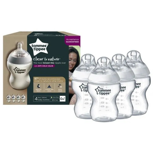 Tommee Tippee Closer to Nature Natural Start Colour Baby Bottle BPA Pack Milk Clear Bottles Set Gift