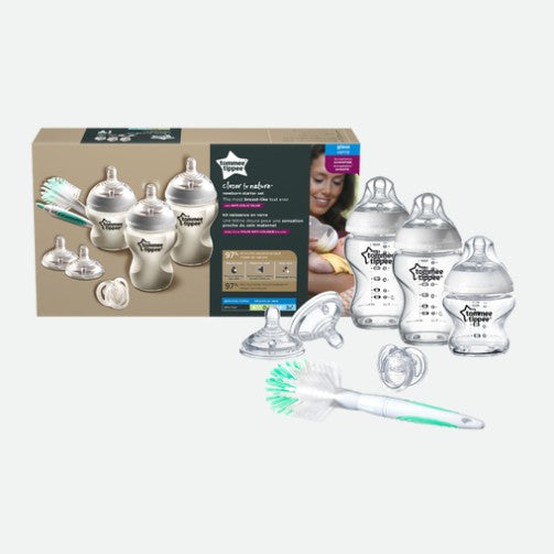 Tommee Tippee Closer to Nature Glass Baby Bottle Milk Storage Starter Set Kit Gift Teat Soother Brush 150ml 250ml 260ml