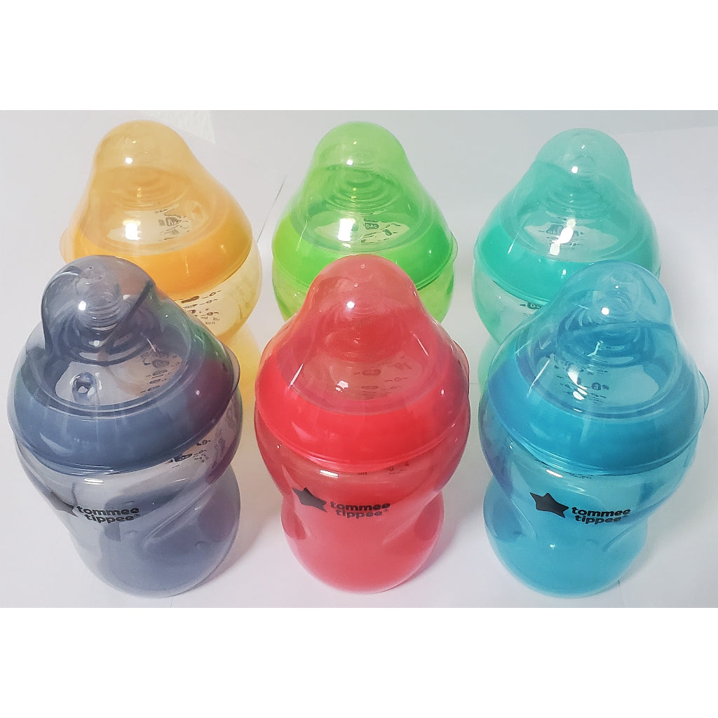 Tommee Tippee Closer to Nature Natural Start Colour Baby Bottle BPA Pack Milk Clear Bottles Set Gift