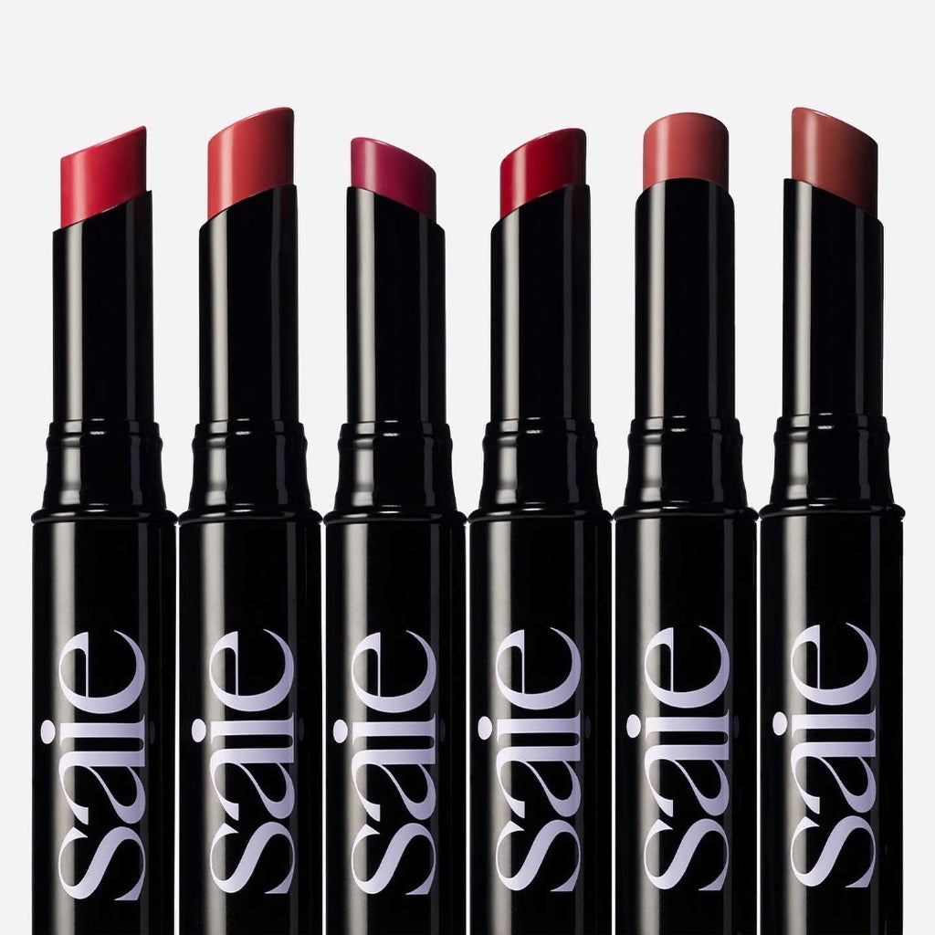 Saie Lip Blur Soft Matte Hydrating Lipstick Balm Oil Acid Wax Red Nude Warm Brown Berry Rose Plumper Plumping