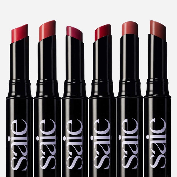 Saie Lip Blur Soft Matte Hydrating Lipstick Balm Oil Acid Wax Red Nude Warm Brown Berry Rose Plumper Plumping