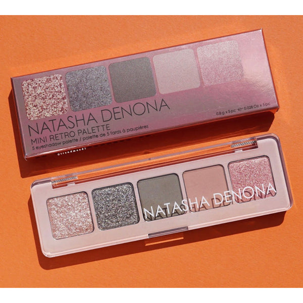 Natasha Denona Mini Retro Eyeshadow Palette Metallic Foil Soft Pastel Gray Neutral Matte Pink Eye Shadow Travel Gift Set