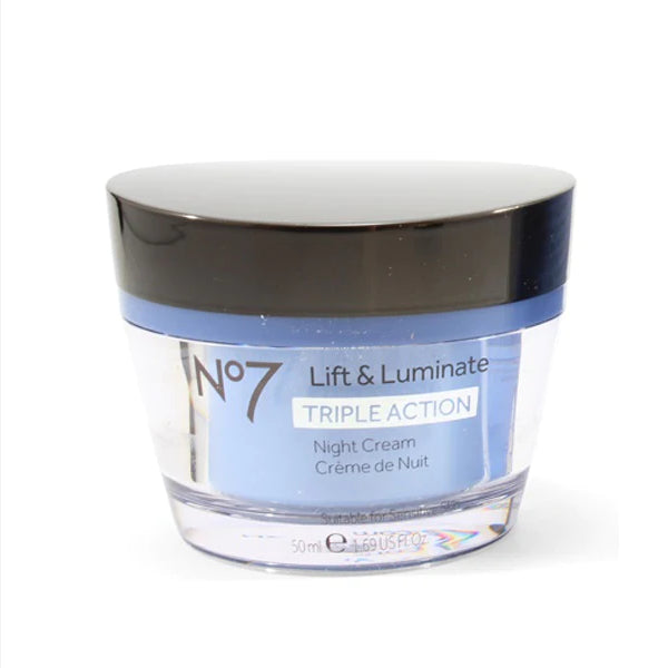 No7 Lift Luminate Triple Action Night Cream Overnight Moisturiser Lifting Firming Lightening Brightening No 7 Face