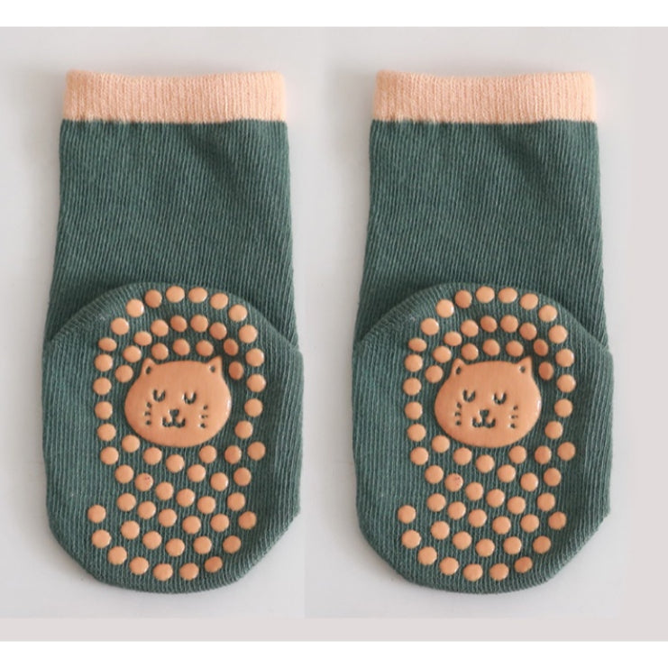 Happy Kids Anti Slip Socks Infants Baby Newborn Toddlers Grip Non Cotton Kids Green Blue Animal Cat Lion Low Ankle Crew