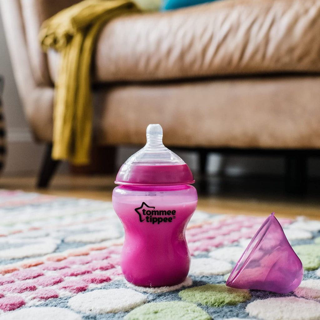 Tommee Tippee Closer to Nature Natural Start Colour Baby Bottle BPA Pack Milk Clear Bottles Set Gift