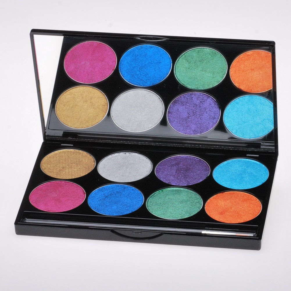 Mehron Paradise Makeup AQ FX 8 Color Palette Water Body Face Paint Kit Metallic Neon UV Glow Basic Pastel Tropical SFX