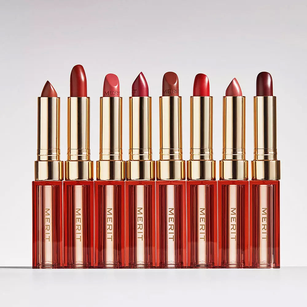 MERIT Signature Lip Lightweight Lipstick Sheer Satin Oil Vitamin Tint Stain Brown Berry Pink Red Matte Moisturiser