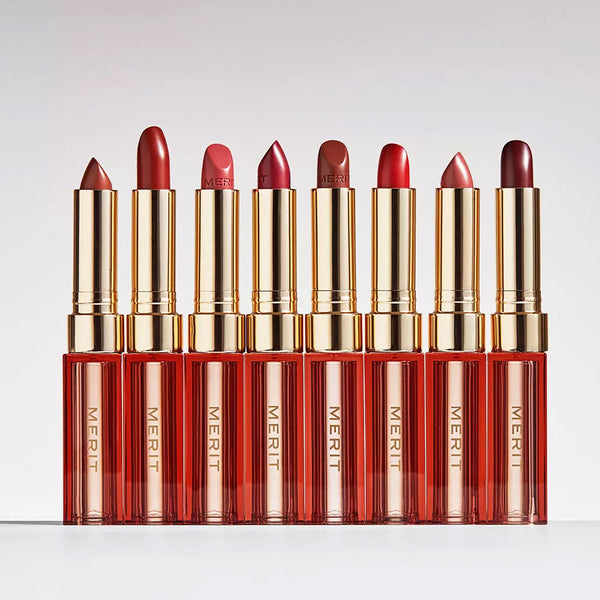 MERIT Signature Lip Lightweight Lipstick Sheer Satin Oil Vitamin Tint Stain Brown Berry Pink Red Matte Moisturiser