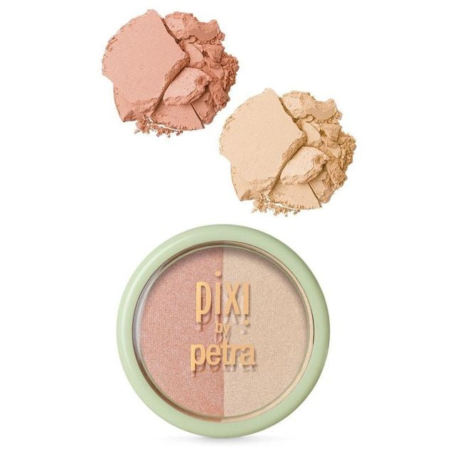 Pixi Beauty Blush Duo Peach Honey Mini Highlighter Shimmer Peach Champagne Compact Kit Set Powder Palette