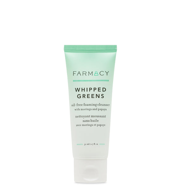 Farmacy Whipped Greens Oil-Free Foaming Cleanser Moringa Papaya Enzymes Clay Acid Dry Exfoliating Travel Remover Gentle