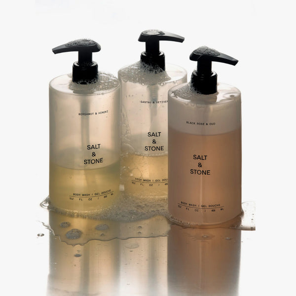 Salt & Stone Body Wash Shower Gel Soap Santal Bergamot Rose Saffron Refill Pack Antioxidant Cleanser