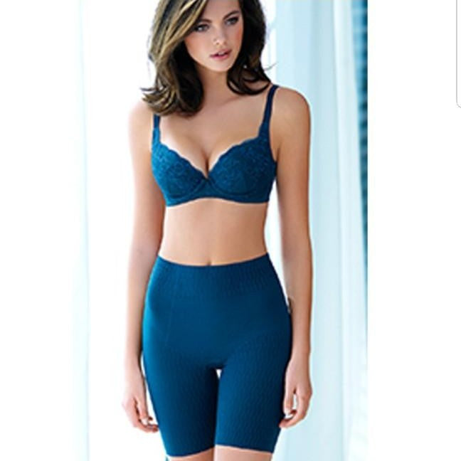 Triumph Shape Sensation Smoothing Body Shaper Blue Navy M High Waist LYCRA Smooth Invisible Seamless Thigh Safety Girdle