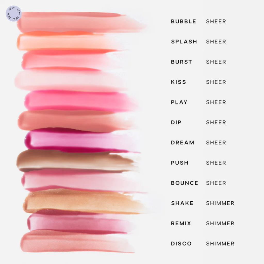 Saie Glossybounce High-Shine Hydrating Lip Gloss Oil High Shine Tint Stain Rose Berry Clear Pink Brown