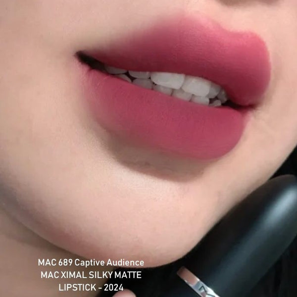 MAC M·A·Cximal MACximal Silky Matte Lipstick 689 Captive Audience Berry Plum Organic Shea Butter SIlky Pink Balm
