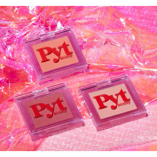 PYT Beauty Hot Flush Blush Powder Compact Pressed Silky Matte Shimmer Face Cheeks Pink Rose Gold Peach Coral Oil Vitamin