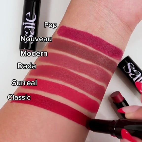 Saie Lip Blur Soft Matte Hydrating Lipstick Balm Oil Acid Wax Red Nude Warm Brown Berry Rose Plumper Plumping
