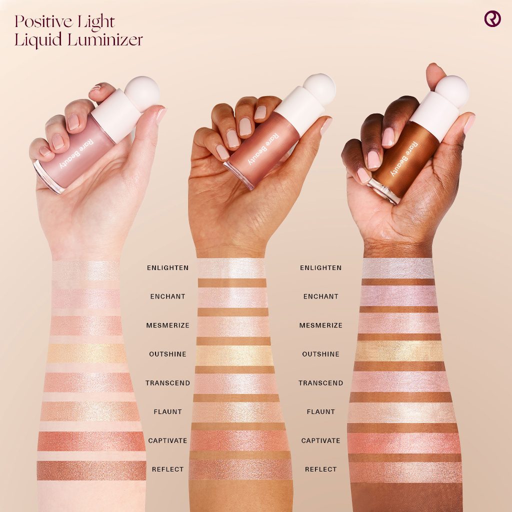 Rare Beauty Positive Light Liquid Luminizer Highlighter Bronze Gold Champagne Pink Shimmer Rose