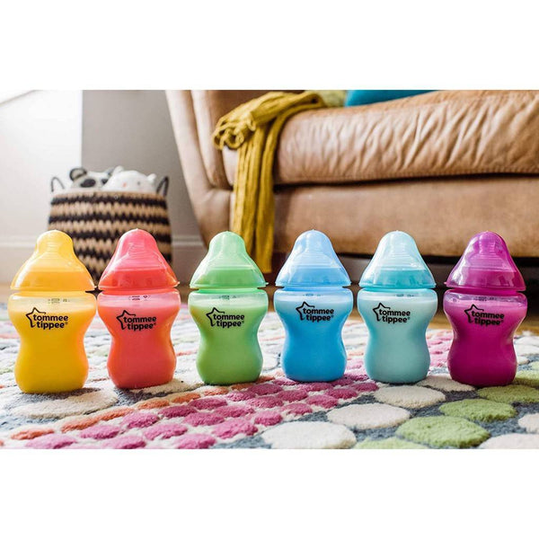 Tommee Tippee Closer to Nature Natural Start Colour Baby Bottle BPA Pack Milk Clear Bottles Set Gift