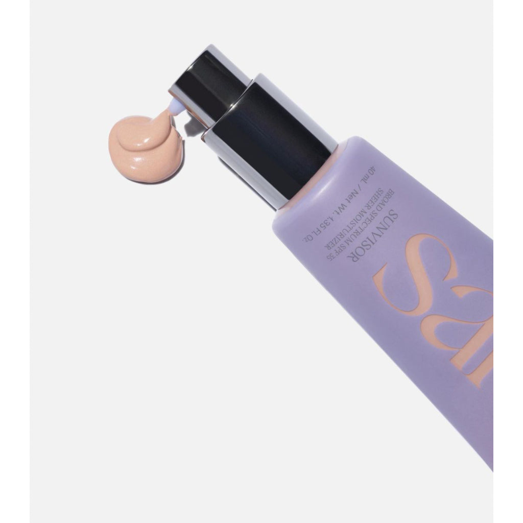 Saie Sunvisor Serum Day Moisturiser SPF 35 Sunscreen Vitamin Hyaluronic Aloe Foundation Base Beige Light Fair Sheer Gold