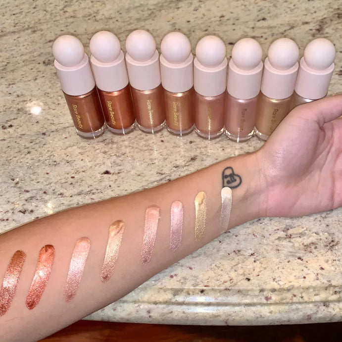 Rare Beauty Positive Light Liquid Luminizer Highlighter Bronze Gold Champagne Pink Shimmer Rose