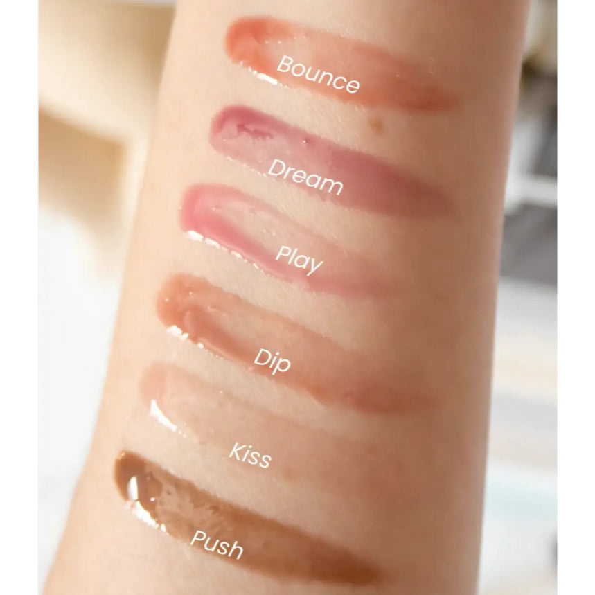 Saie Glossybounce High-Shine Hydrating Lip Gloss Oil High Shine Tint Stain Rose Berry Clear Pink Brown